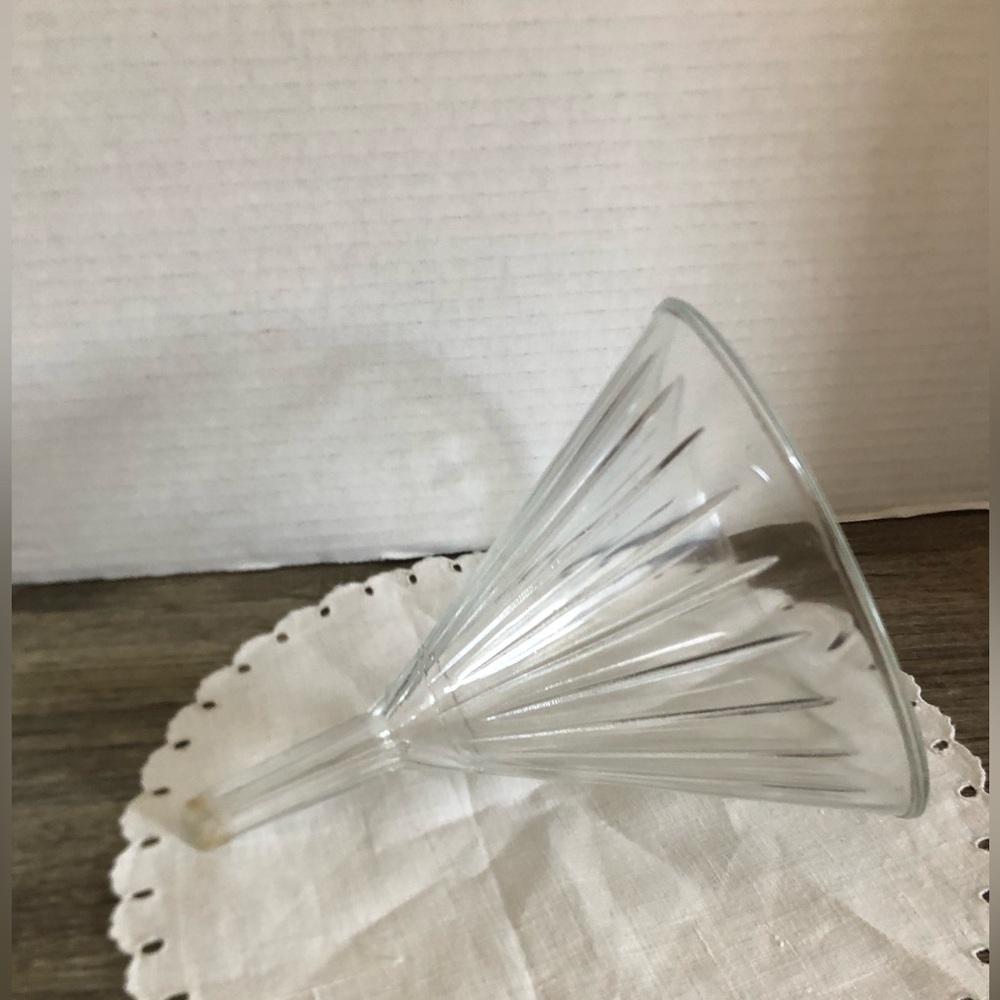 Vtg Large Ribbed Glass Funnel
